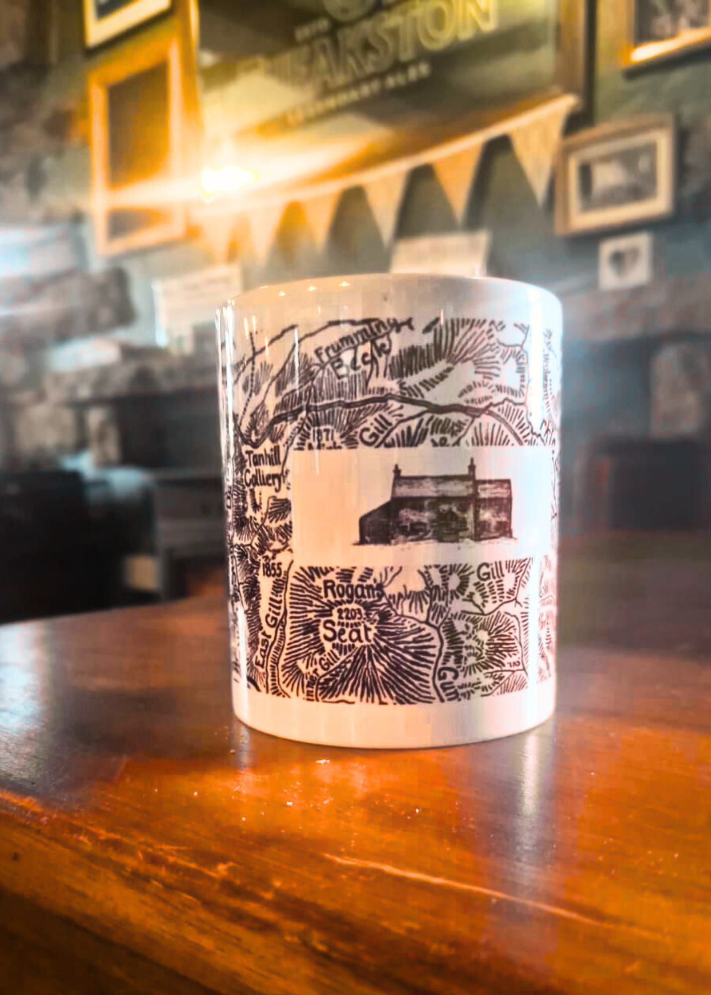 Ceramic Mug with Tan Hill Map