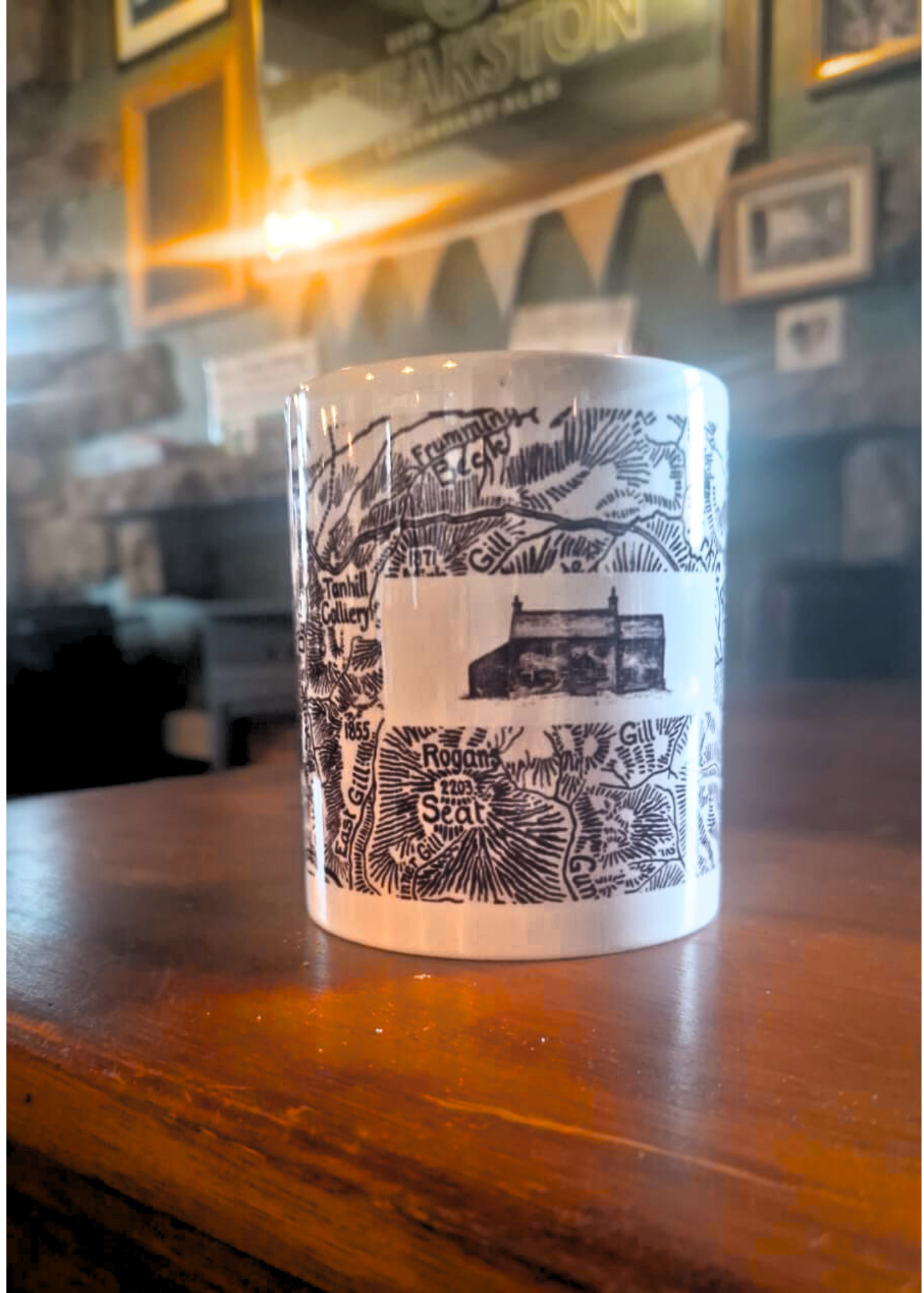 Ceramic Mug with Tan Hill Map