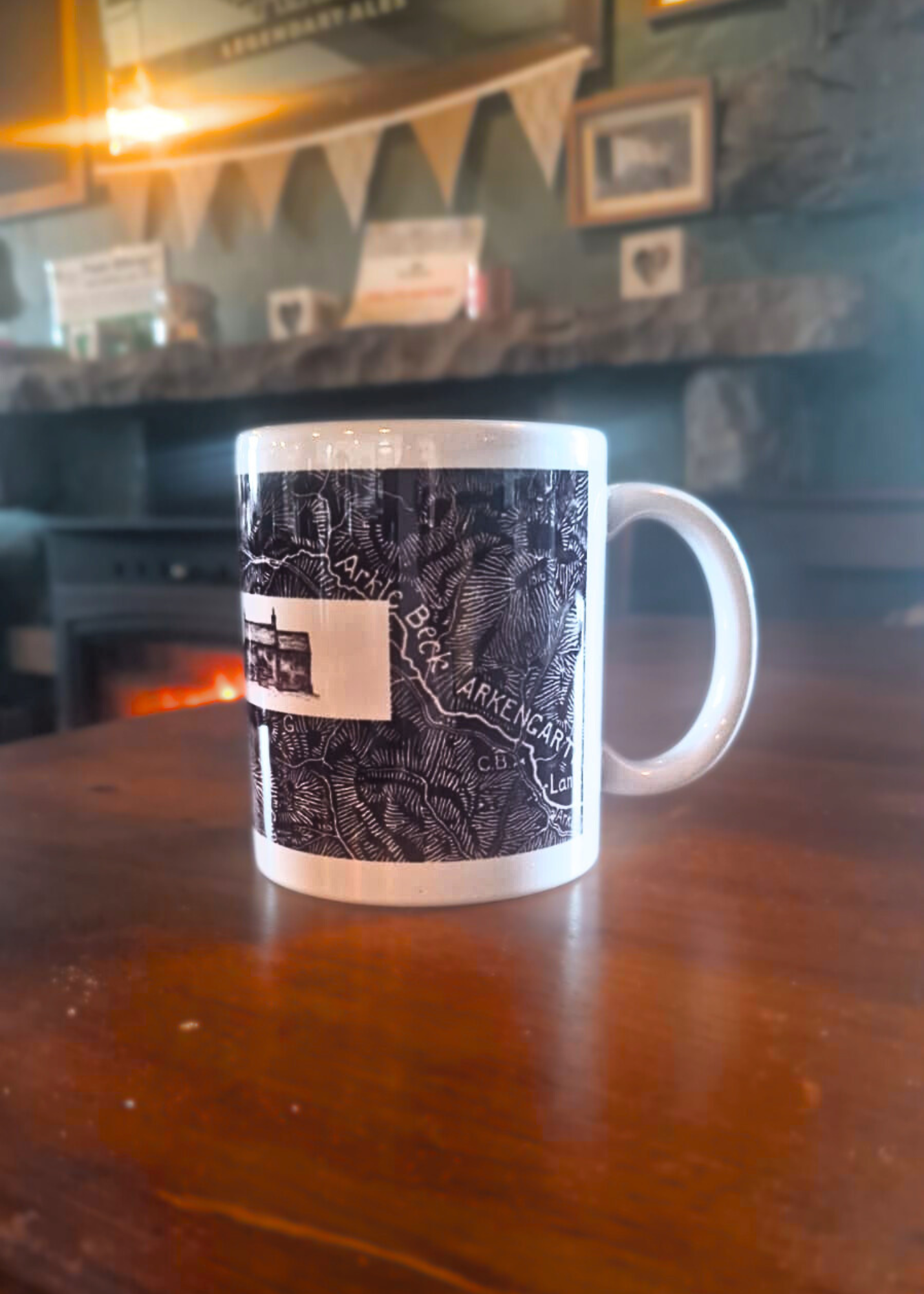 Ceramic Mug with Tan Hill Map