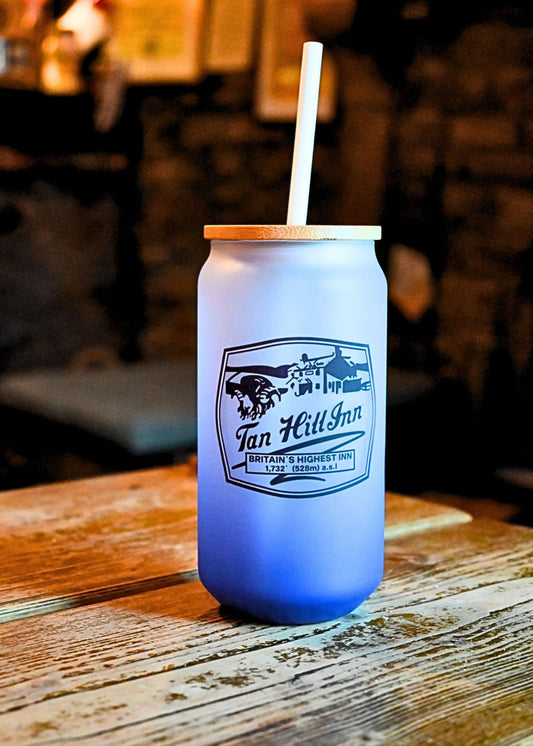 Glass Blue Frosted with straw - Tan Hill Inn Badge