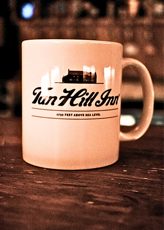 Ceramic White Mug With Tan Hill Logo