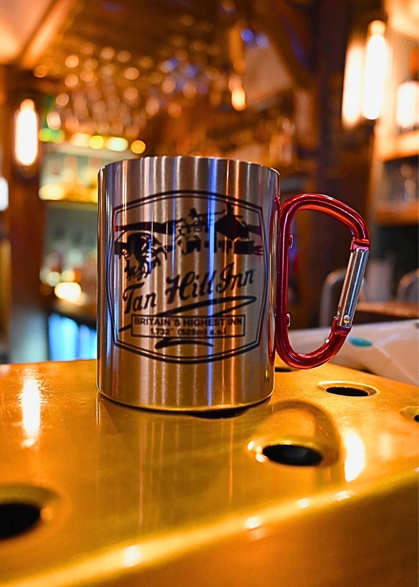 Carabiner Silver Mug - Tan Hill Mug with Badge