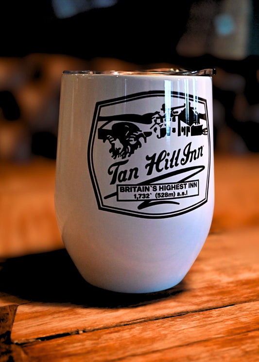 Wine Glass - Stemless White with Tan Hill Badge