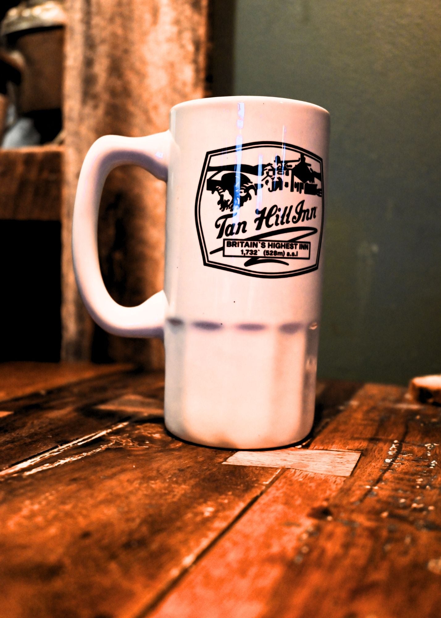 Stein - White Ceramic Tan Hill Inn Stein