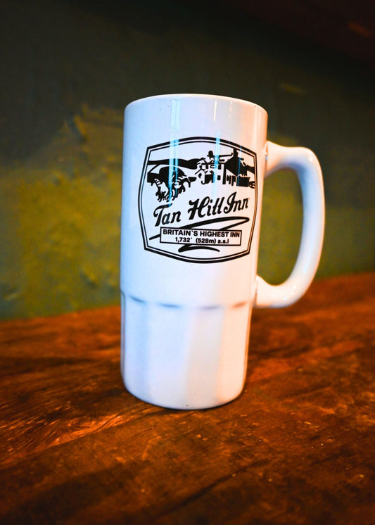 Stein - White Ceramic Tan Hill Inn Stein
