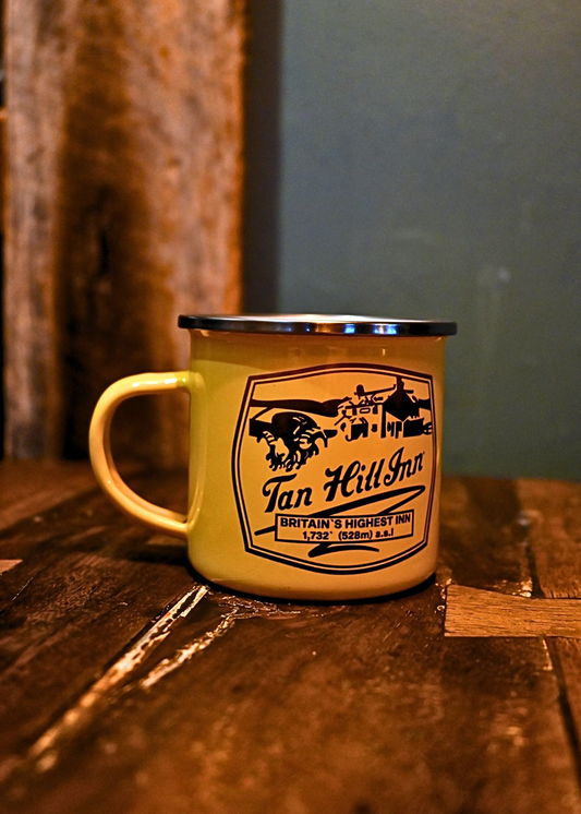 Enamel Mug Yellow - Tan Hill Mug with Badge