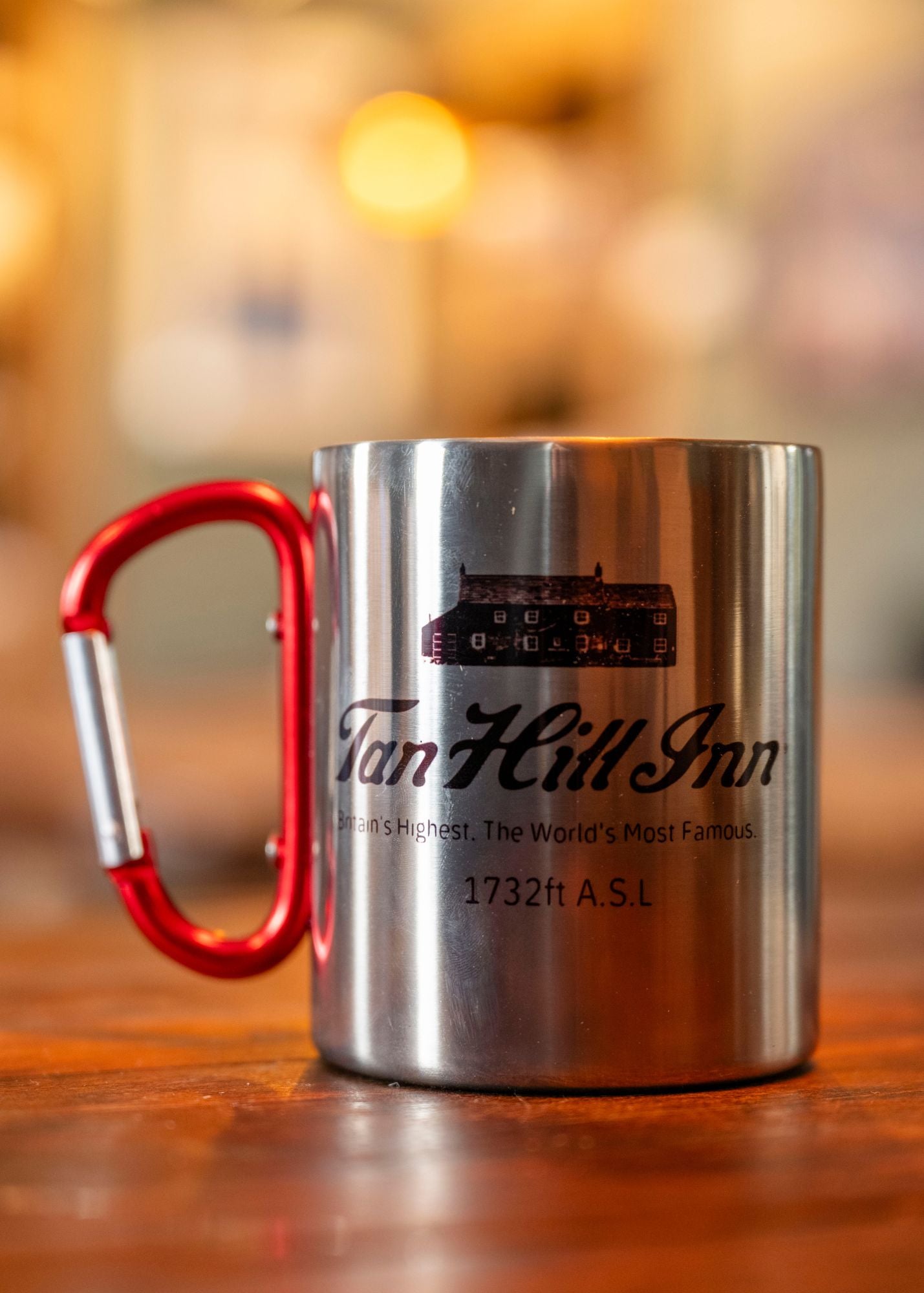 Carabiner Silver Mug - Tan Hill Mug with logo