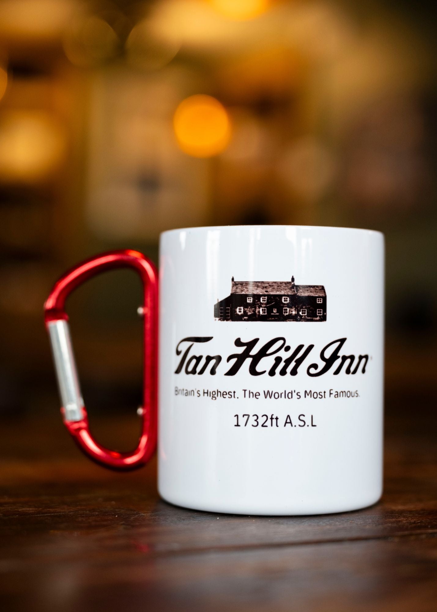 Carabiner White Mug - Tan Hill Mug with Logo