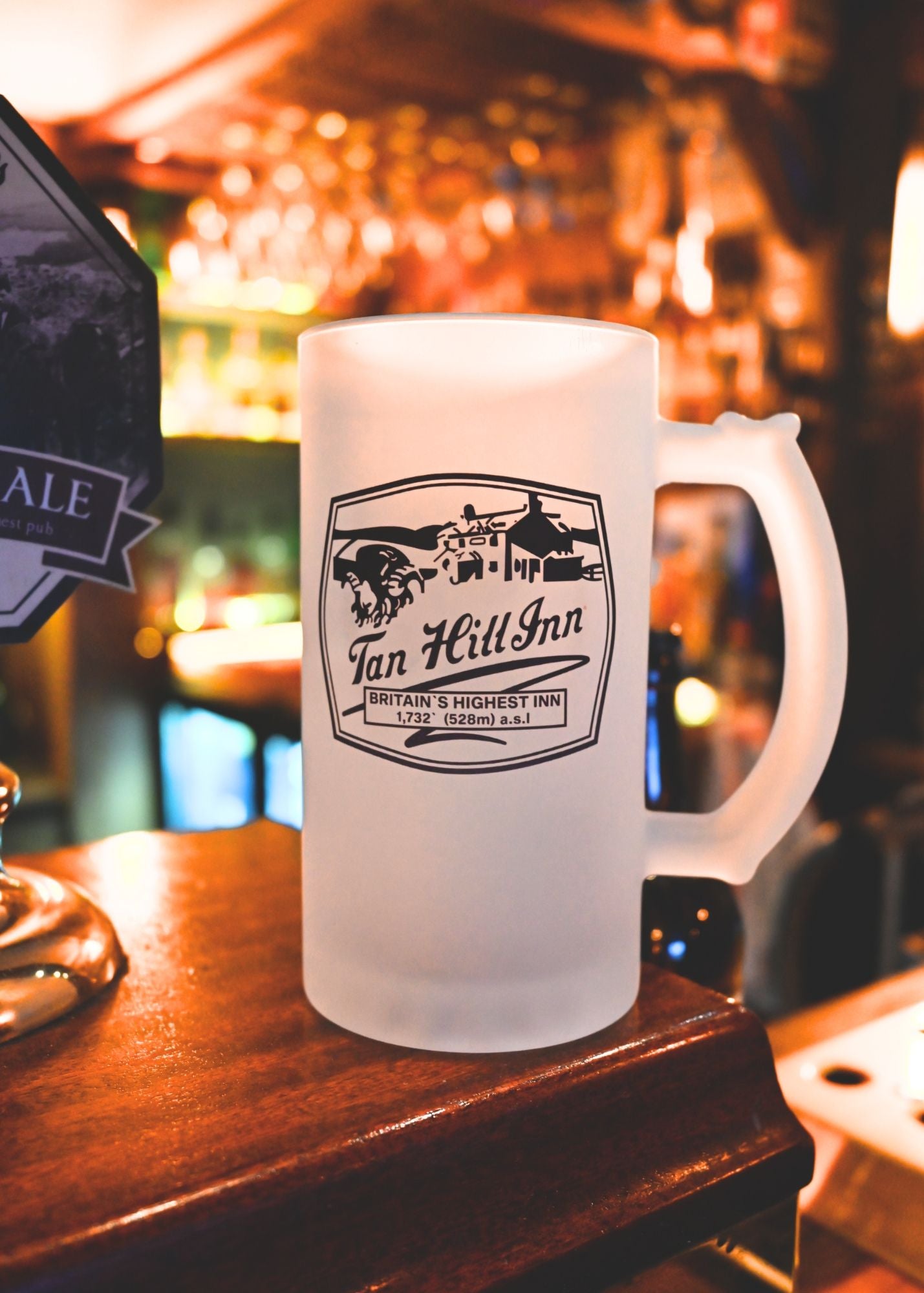 Stein - Frosted Glass Tan Hill Inn Stein with badge