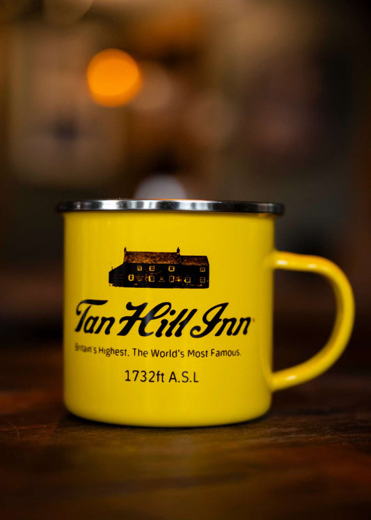 Enamel Mug Yellow - Tan Hill Inn Mug with Logo